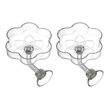 Imagem de MotiveTech Conjunto de 2 comedouros de acrílico para camarão em aquário, fáceis de instalar, bandeja de alimentação para aquário, tamanho mini, alimentador para, Flor de Seis Pétalas