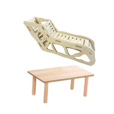 Imagem de Baoblaze Túnel e escada para hamster, plataforma de madeira e decorativa, acessório leve para gaiola de pequenos animais de estimação, como gerbos, 2 Peças