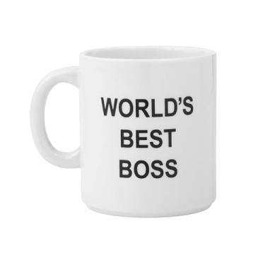 Imagem de Fun Express Caneca de café de cerâmica branca lisa World's Best Boss de 10 cm 340 g