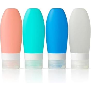 Imagem de Dispenser de Viagem 4 Compartimentos para Shampoo e Sabonete Líquido, Cinza, Organizador para Mala