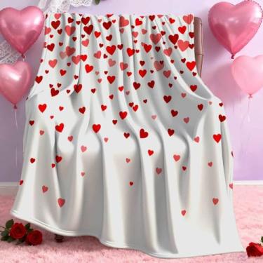 Imagem de Cobertor de dia dos namorados, cobertores de presente de dia dos namorados boêmio, amor romântico, rosa, vermelho, corações, decorativo, macio, aconchegante, flanela, cama, sofá, poltrona, decoração