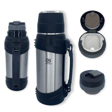 Imagem de Garrafa Térmica 2,5 Litros, Aço Inox, Cinza, Isolamento a Vácuo, Conserva 24 Horas, Camping