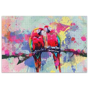 Imagem de Quebra-cabeças de pintura de ramos de papagaios coloridos, 500 peças, adultos, brinquedo, jogo, arte, quebra-cabeças, difíceis, presentes de elefante branco, engraçados