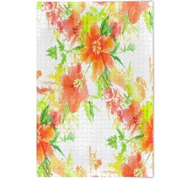 Imagem de Orange Flowers Yellow Green White Jigsaw Puzzles 1000 Pieces for Adult White Elephants Gifts Puzzle Difficult Jigsaw Puzzles Family Game Artwork, 1000 Pieces, 29.5" x 19.7"