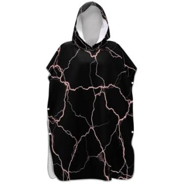 Imagem de Joisal Poncho de surfe para trocador adulto toalha de banho com capuz bonito plus size unissex adulto poncho com capuz mármore preto