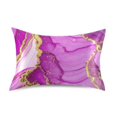 Imagem de Fronhas de cetim arte engraçada rosa estampa dourada padrão queen king size fronhas premium macias refrescantes cama tamanho padrão 66 cm x 50 cm