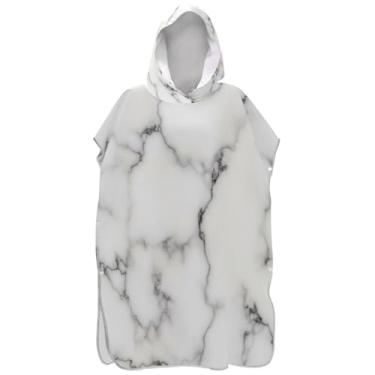 Imagem de Joisal Roupão de mudança de poncho de surfe para adultos toalha de banho com capuz de secagem rápida textura de mármore cinza artístico unissex poncho adulto com capuz
