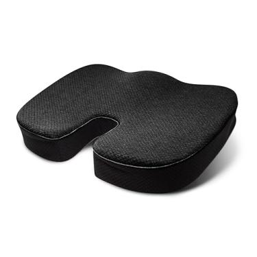 Imagem de BLACK+DECKER Almofada de assento acolchoada de espuma viscoelástica em U para cadeira de escritório, carro, cadeira de rodas e avião – ergonômica, alívio da dor, suporte antiderrapante, capa lavável