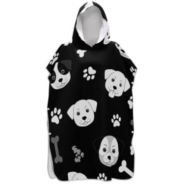 Imagem de Joisal Poncho de surfe preto e branco para adultos roupão reutilizável masculino com capuz toalha floral