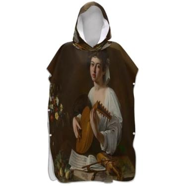 Imagem de Joisal Roupão de mudança de poncho de surfe com pintura clássica para adultos poncho adulto unissex com capuz toalhas de banho de praia com capuz