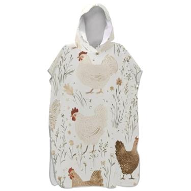 Imagem de Joisal Poncho de surfe para adultos trocador de roupas de banho com capuz toalhas vestíveis galos galos poncho masculino com capuz