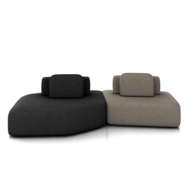 Imagem de Sofá Ilha Dakota 2 Módulos 310cm Encostos Almofadas Soltas Veludo Preto/Castor G33 - Gran Belo