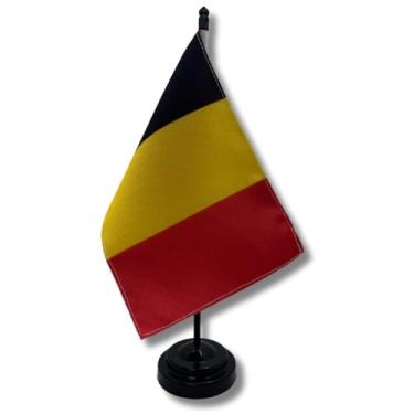 Imagem de Bandeira de Mesa Bélgica, Decorativa, Dupla Face, Multicolorido, 19x13cm, Base e Haste Preta, Escritório e Eventos, Tecido Oxford