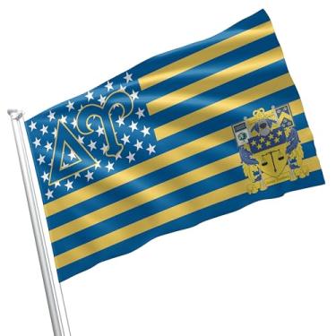 Imagem de Bandeira licenciada Delta Upsilon 9,5 cm x 1,5 m para casa, negócios, porão, garagem. Durável 100% poliéster, ilhós de metal para pendurar, impresso sob demanda (Delta Upsilon #11)