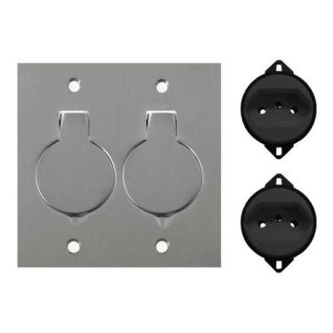 Imagem de Placa Piso 4x4 Alumínio 2x Tomada Unha + 2 Tomada 10a - Stamplac