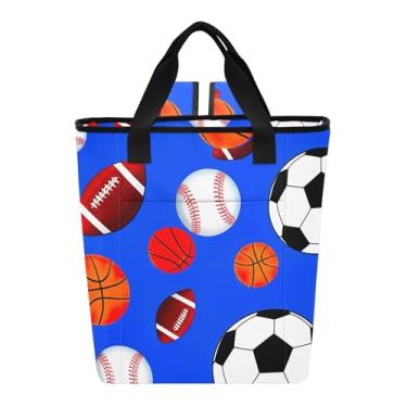 Imagem de Joitme Cooler Bags Bolas Esportivas Bolas de Futebol Azul Grande Bolsa térmica 36 latas à prova de vazamento Bolsa térmica para almoço