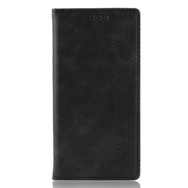 Imagem de Capa para OPPO Realme X7 Pro,Capa de caso de flip de couro para OPPO Realme X7 Pro Case,Caso de telefone de carteira,Caso de telefone de carteira com slots de cartão -Black