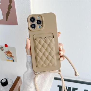 Imagem de Carteira de cartão Crossbody Cord Corda Capa de telefone para iPhone 15 13 Pro Max 14 11 12 X XR XS 7 8 Plus Capa de silicone diamante 3D, X7, para iPhone 12 Pro