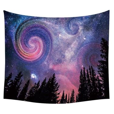 Imagem de Tapeçaria Starry Sky Forest, microtecido, 150x150cm, decoração de quarto