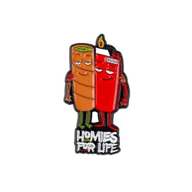 Imagem de Broche de esmalte Stoner Smoking Weed, broches de lapela de maconha para fumantes de cannabis, emblemas sem corte e mais leves para a vida, emblema de broche de fumante 420, presente para amantes de