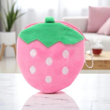 Imagem de Generic 1 bolsa de dinheiro com estampa de morango, tecido de pelúcia rosa 11 x 10 cm