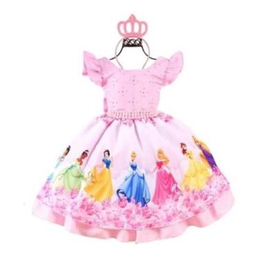 Imagem de Vestido Infantil Festa Luxo Princesas + Tiara de Cora - Pingo De Gente
