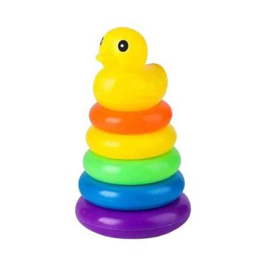 Imagem de Brinquedo Interativo De Círculos Empilháveis Em Forma De Pato Amarelo,
