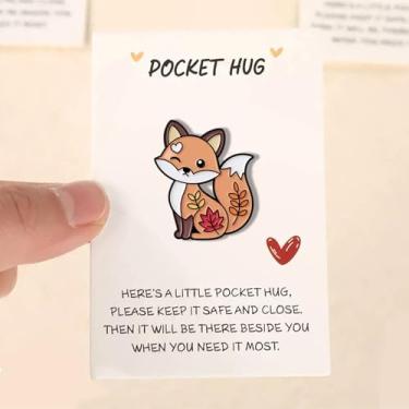 Imagem de Raposa de abraço de bolso com cartões, símbolo de abraço de bolso de animais para o dia dos namorados, presentes de troca de relacionamento de longa distância para estudantes, presentes pensando em
