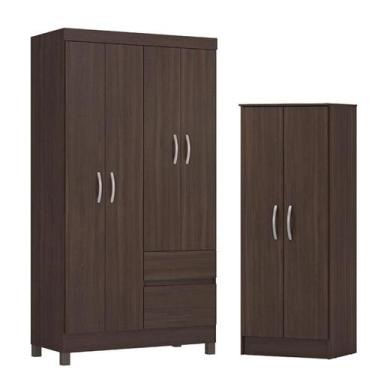 Imagem de Guarda Roupa Solteiro Lótus com Multiuso Viena Café - Demóbile - Demob