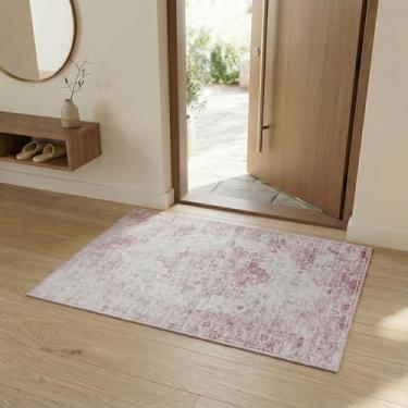 Imagem de Zanipex Tapetes de área de 20 x 25 cm para sala de estar, tapetes laváveis para quarto, 13 x 17 cm, entrada de corredores, cozinha, tapete boho interno, tapete bege para escritório (rosa polido, 5 x 7