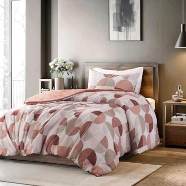Imagem de Regency Heights Conjunto de edredom de solteiro elegante estampado em três tons, 2 peças, microfibra ultramacia, edredom quente e aconchegante para todas as estações, blush terracota