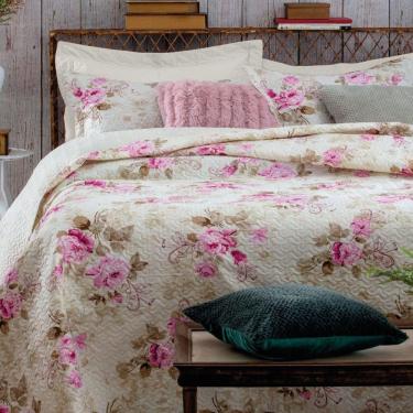 Imagem de Kit Cobre Leito Colcha Mix King Estampado Dupla Face Floral 3 Peças - Diana