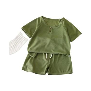 Imagem de Conjunto De Roupas De Algodão Waffle Para Meninos E Meninas De Verão 0