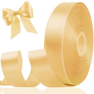 Imagem de Fita dourada champanhe 2,5 cm para embrulho de presente, fita de cetim dupla face para buquê de flores, laços de cabelo faça você mesmo, flores eternas, dia dos namorados, casamento, festa de