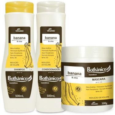 Imagem de Kit Banana E Chia Shampoo + Condicionador 500ml + Máscara 500g Bothani
