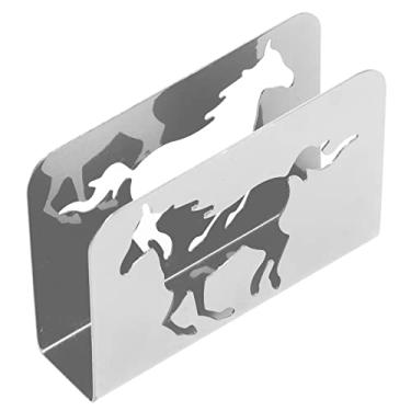 Imagem de Porta-guardanapos de cavalo, suporte de guardanapo vertical de metal com padrão de recorte elegante e borda brilhante, base antiderrapante estável, para cozinha, bancada, bares, cafés, hotéis