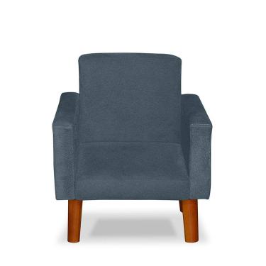 Imagem de Mini Poltrona Cadeira Infantil Nina de Criança Suede  Azul Turquesa Pés Palito