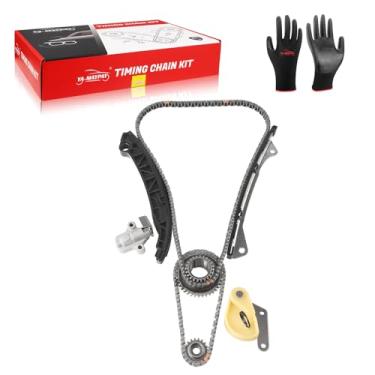 Imagem de YA-MAYPAY Kit de corrente de sincronização do motor com roda dentada e tensor e guia compatível com Nissan Juke Sylphy Tiida compatível com Infiniti MR16DDT 1.6L MRA8DE 1.8L OE#15041-1KC5A 13070-5TA2A
