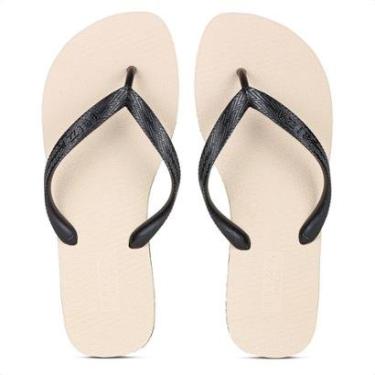 Imagem de Chinelo Brizza Arezzo Roma Basics Bicolor Bege e Preto - Feminino-Feminino