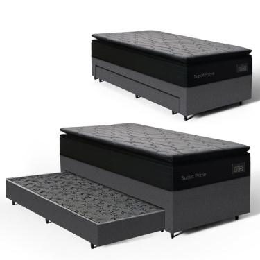 Imagem de Cama Box com Colchão de Espuma D45 Pillow Top Suport Prime + Auxiliar de Espuma Unique Solteiro 88cm