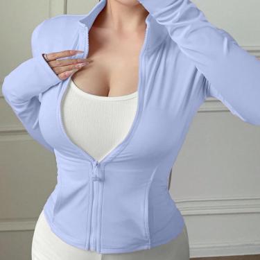 Imagem de Jaqueta Zíper Gola Alta de Dedo Casaco de Malha Feminino-Feminino