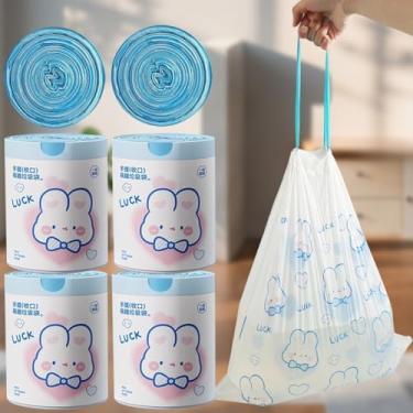 Imagem de Sacos de lixo de 2 rolos com cordão, sacos de lixo portáteis de PE, à prova de vazamento, grande capacidade, carga pesada, 45 * 41 cm (100 peças/rolo)