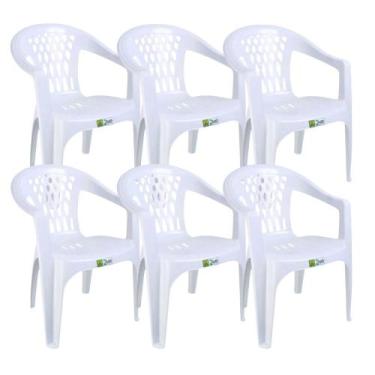 Imagem de Kit 6 Cadeiras de Plástico com Braço Duo Bella Duoplastic Empilháveis,