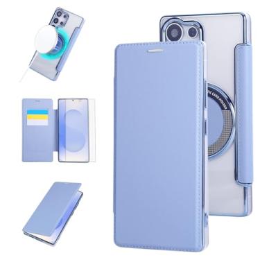 Imagem de Asuwish Capa de celular para Samsung Galaxy S25 Ultra 5G com protetor de tela magnético de vidro temperado e suporte para cartão MagSafe RFID Flip S25Ultra 25S S 25 25Ultra 6.9 2025 feminino masculino