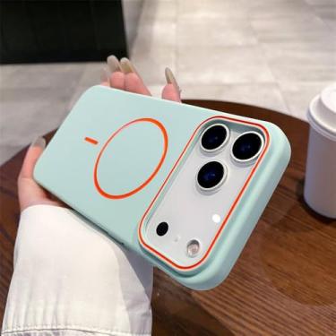 Imagem de Capa magnética para iPhone 17 Air 16e 16 15 14 13 12 11 Pro Max, fosca, lisa, resistente a impactos, em TPU macio, cor ciano claro.