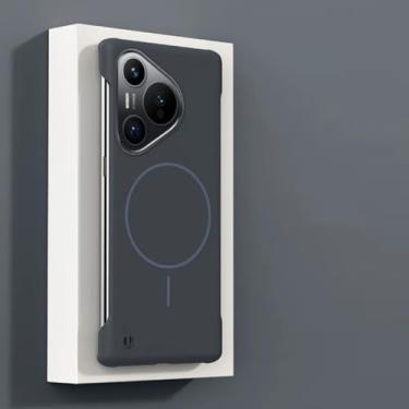 Imagem de HJZSZX Capa ultrafina sem moldura para Huawei Mate 60 Pro com carregador magnético sem fio (para Huawei Mate 60 Pro/azul)