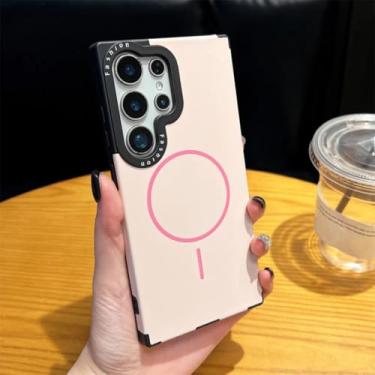 Imagem de HJZSZX Capa de silicone macio com lente de luxo e carregamento sem fio para Galaxy S25 Ultra (para Galaxy S25 Ultra/rosa)