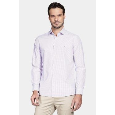Imagem de Camisa Aramis Regular Tricoline Xadrez Branco e Rosa-Masculino