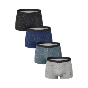 Imagem de Cuecas Boxer Masculinas Estampadas Oversized, Pacote Com 4, Estilo Eur