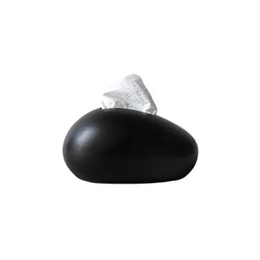 Imagem de Caixa de lenços de cerâmica de luxo prática para casa sala de estar, enfeites de mesa de café, organizador de guardanapo facial criativo (preto)